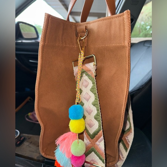 THREADED PEAR CAMEL CAMPBELL TOTE W DESSERT BOHO REMOVABLE CROSSBODY STRAP - Picture 6 of 13